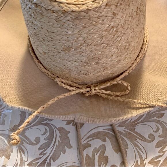 John Callanan Straw Hat ‘Permanent Vacation’ Adj Wire Edges Brim Drawstring OSFA - Picture 4 of 6